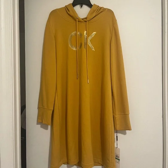 calvin klein mustard yellow dress Women’s mustard yellow Calvin Klein dress